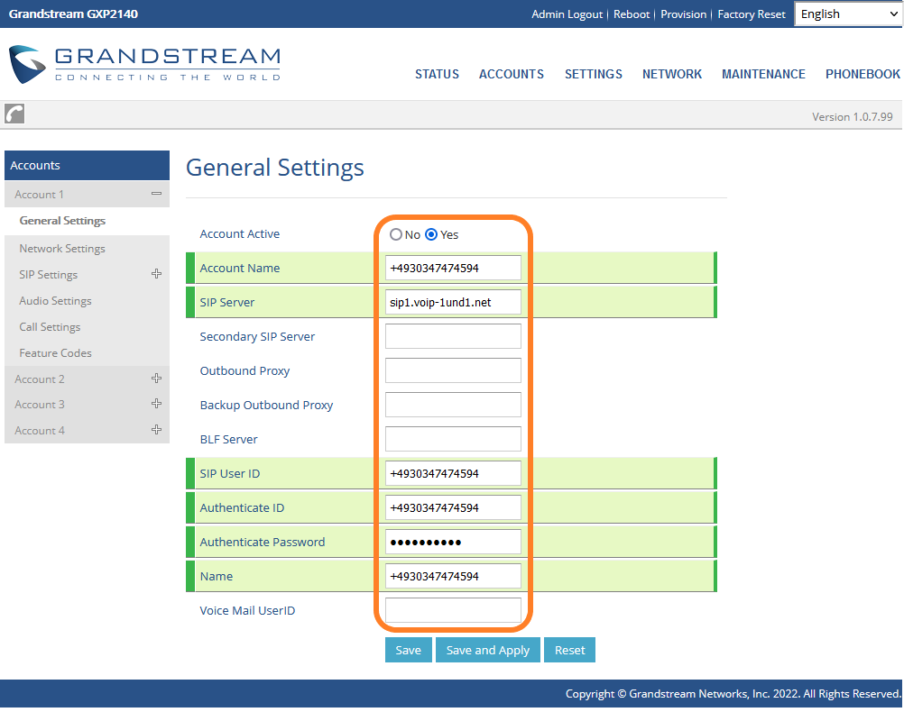 Anleitung für Grandstream GXP2140 Teil 1